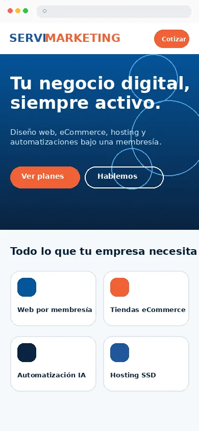 Captura móvil del proyecto Servi Marketing