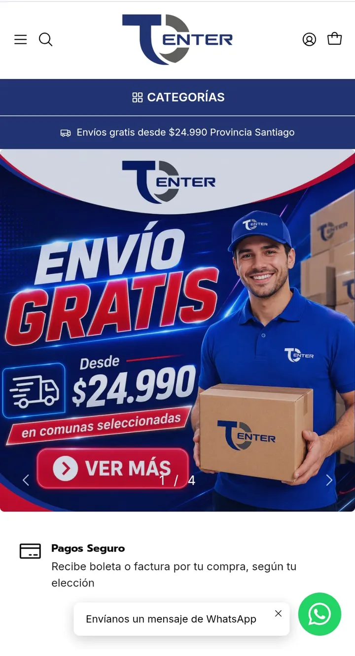 Captura móvil del proyecto TCenter