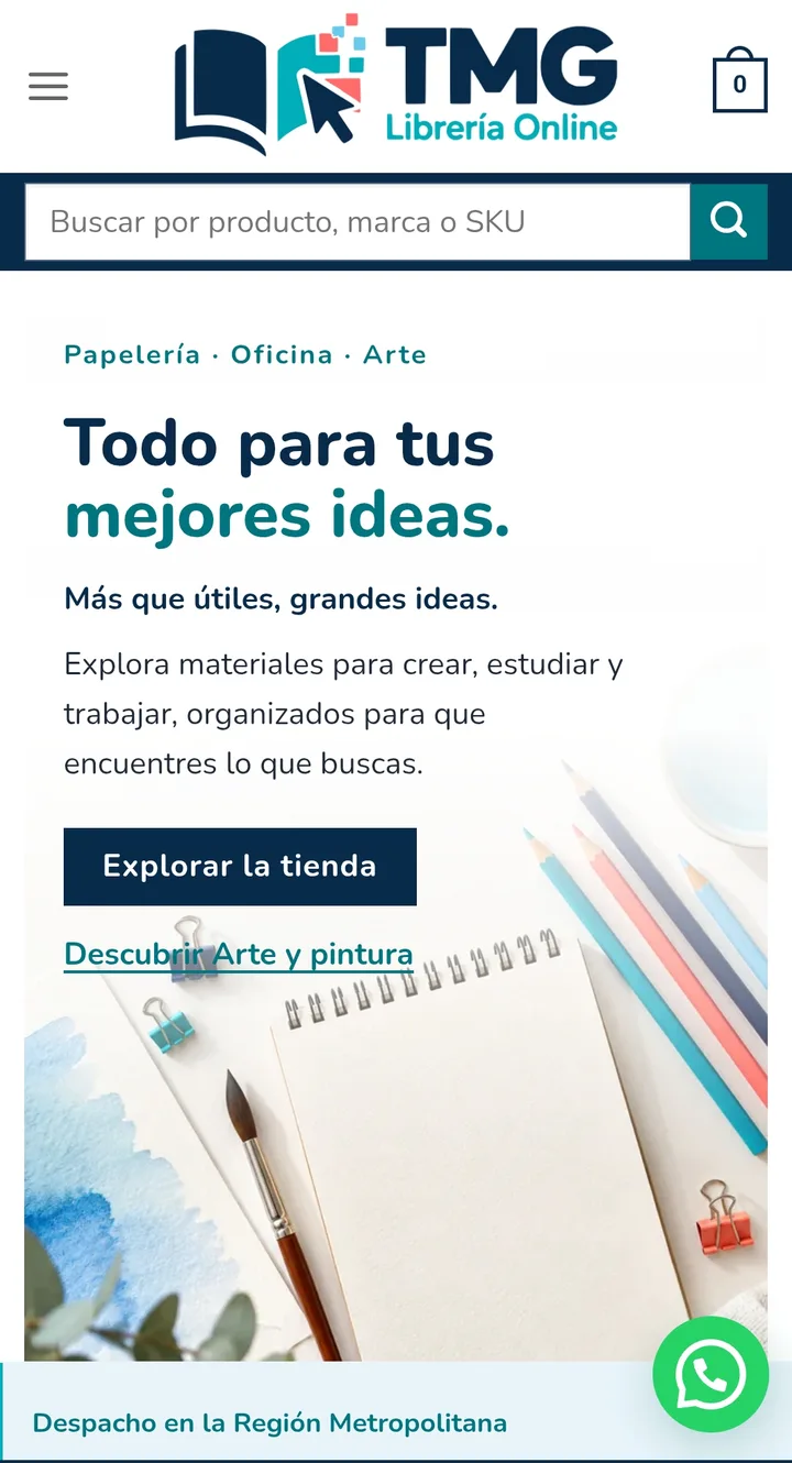 Captura móvil del proyecto TMG Librería